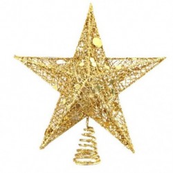 Szín: csillogó csillag - Arany csillogó karácsonyfa teteje Iron Star Tree topper karácsonyi díszek otthonra Navidad