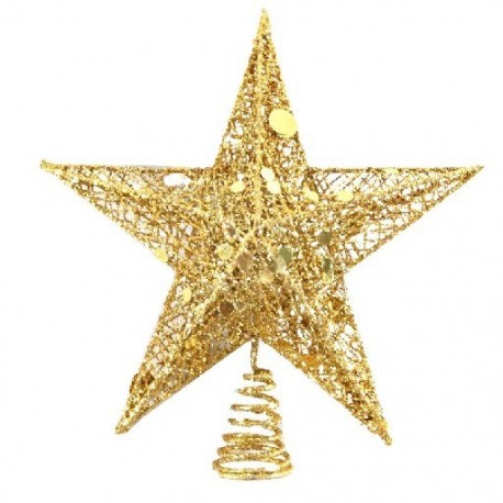 Szín: csillogó csillag - Arany csillogó karácsonyfa teteje Iron Star Tree topper karácsonyi díszek otthonra Navidad