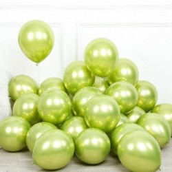 Szín: világos zöld - 1 szett 50db 5/10 hüvelykes új króm fémes latex léggömbök fém gömbök felfújható hélium