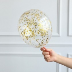 Szín: arany reszelék - 10db 12 hüvelykes fényes konfetti lufi átlátszó papírfólia konfetti gömb 1cm csillogó flitter