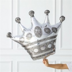 Szín: ezüst - Vegyes méretű aranykoronás lufi fólia hélium lufi Baby Prince Princess Crown Globos Gyerekek születésnapi