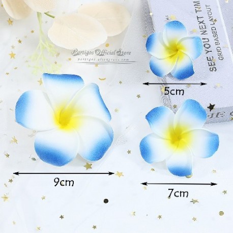 Szín: kék - 10 db hab Hawaii trópusi mesterséges frangipani Flower Beach Plumeria virágok Nyári Születésnapi Esküvői
