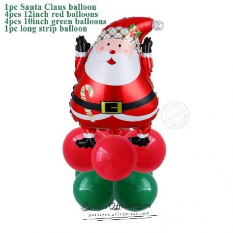 Szín: Mikulás 2 - 5db/szett Mikulás lufi állvány Karácsonyi hóember lufi beltéri Navidad Xmas Party dekorok piros zöld