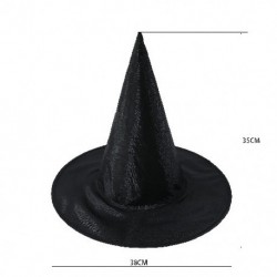 Szín: tiszta fekete - Csillogó csillagok Halloween boszorkány sapka Felnőtt Gyerekek Halloween Party Ruhák Varázsló