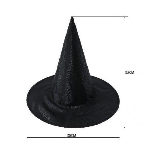 Szín: tiszta fekete - Csillogó csillagok Halloween boszorkány sapka Felnőtt Gyerekek Halloween Party Ruhák Varázsló