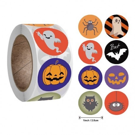 Szín: 1 - 500 db/tekercs Halloween dekorációs matricák Aranyos sütőtök szellem boszorkány mintás matricák