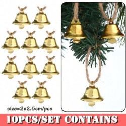 Szín: 10db arany - 10/12 db Mini fényes fém színű csilingelő karácsonyi dekoráció függő harangok karácsonyfa