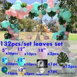 Szín: levélkészlet - Nyári trópusi Hawaii-szigeti parti léggömbök Garland készlet, Hawaii Monstera levelek