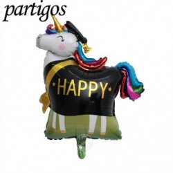 Szín: Dr Unicorn - 1db 18 hüvelykes Ballagási léggömb Kerek állati fólia léggömb Hélium globals Graduate Party deco
