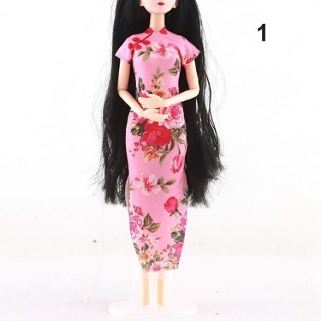 Szín: 1 - Kézzel készített 30 cm-es baba kiegészítők Egyedi ruha ruhák hagyományos kínai ruhákhoz Cheongsam stílusú