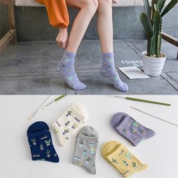 1  db Divat Női Lányok Pamut Zokni Boka Gömbök Koreai stílusú katusz mintás félhosszú zokni