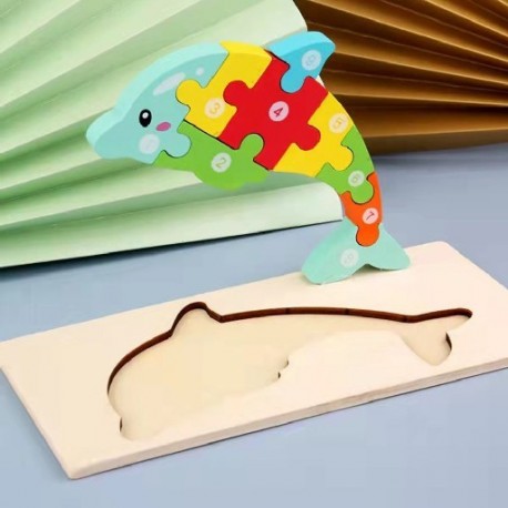 Szín: 4 - Dinoszaurusz játék gyerekeknek tipegő 2 3 4 éves puzzle fa 3D Montessori
