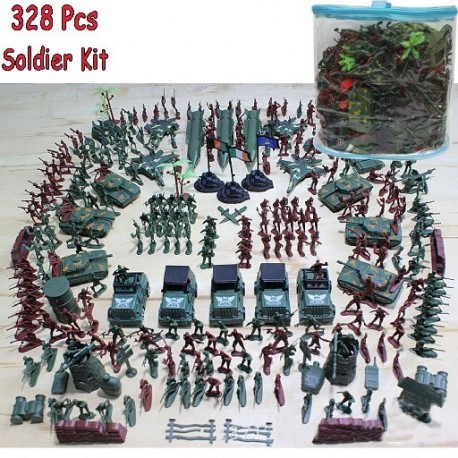 Szín: 1 - 328 DB Gyermek Tank Repülőgép Torony Fiú Ajándék hadsereg Férfi Katonai Játék Katona Kit Homok Scene Model