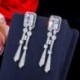 Fém színe: fehér - CWWZircons luxus sárga CZ Stone Dangle Drop hosszú bojt esküvői fülbevaló nyaklánc nagy Dubai