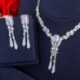 Fém színe: fehér - CWWZircons luxus sárga CZ Stone Dangle Drop hosszú bojt esküvői fülbevaló nyaklánc nagy Dubai