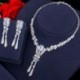 Fém színe: fehér - CWWZircons luxus sárga CZ Stone Dangle Drop hosszú bojt esküvői fülbevaló nyaklánc nagy Dubai