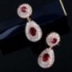 Fém színe: fehér - CWWZircons gyönyörű kék köbös cirkónia Pave Long Dangle Drop Dubai aranyozott menyasszonyi