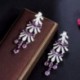 Fém színe: lila - CWWZircons Royal Purple Cubic Circon Stone Long Dangle Drop női eljegyzési esküvői csillár fülbevaló