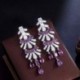 Fém színe: lila - CWWZircons Royal Purple Cubic Circon Stone Long Dangle Drop női eljegyzési esküvői csillár fülbevaló