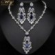 Fém színe: piros - CWWZircons Csúcsminőségű Royal Blue Cubic cirkónia afrikai Big Statement fülbevaló nyaklánc szett