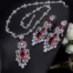 Fém színe: piros - CWWZircons Csúcsminőségű Royal Blue Cubic cirkónia afrikai Big Statement fülbevaló nyaklánc szett