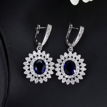 Fém Szín: kék - CWWZircons Nemesezüst színű Lenyűgöző sárga köbös cirkónia kő női hosszú napvirágos csepp