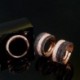 Gyűrű mérete: átméretezhető - CWWZircons állítható méretű 3 rétegű fekete fehér CZ Stone 585 Rose Gold színű