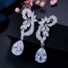 Fém színe: fehér - CWWZircons Márka Egyedi Design Ezüst színű Luxus Cubic Circon Virág Csepp Stones Hosszú Királykék