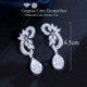 Fém színe: fehér - CWWZircons Márka Egyedi Design Ezüst színű Luxus Cubic Circon Virág Csepp Stones Hosszú Királykék