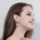 Fém szín: Rose Gold szín - CWWZircons geometrikus rózsa arany színű virág hosszú köbös cirkónia kövek, nagy luxus,