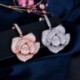 Fém szín: Rose Gold szín - CWWZircons geometrikus rózsa arany színű virág hosszú köbös cirkónia kövek, nagy luxus,