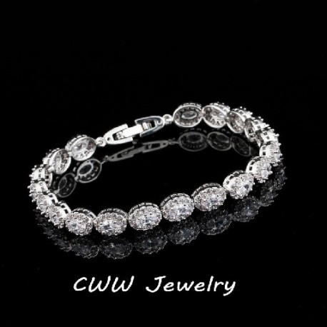 Fém színe: fehér - CWWZircons Kiváló fehérarany színű cirkon intarziás és királykék kő női kiváló minőségű