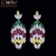 Fém színe: ezüstözött - CWWZircons Fancy Design Mix Sárga Piros Zöld CZ Crystal Drop Dangle Színes Fülbevaló Női