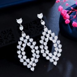 Fém szín: gyönyörű fehér - CWWZircons gyönyörű szív alakú cirkónia kőbeállítás ezüstözött hosszú