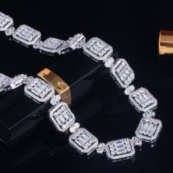 Fém szín: ezüst színű - CWWZircons luxus afrikai cirkónia Dubai arany színű tenisz nyaklánc nőknek esküvői parti