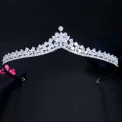 Fém szín: Gorgoues Luxury - CWWZircons gyönyörű cirkónia nagy menyasszonyi tiarák és koronák hajkiegészítők nőknek