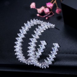 Fém színe: ezüst - CWWZircons fehérarany színű Marquise vágott cirkónia nagy kerek kör karika fülbevaló nőknek