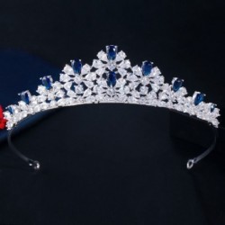 Fém színe: Gorgoues - CWWZircons Királykék cirkónia nagy fürt Virág Királynő Korona Tiara Menyasszonyi Esküvői