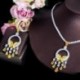 Fém színe: sárga - CWWZircons Noble Yellow Cubic Zirconia Stone Bojt Csepp nagy nyaklánc és fülbevaló Kiváló