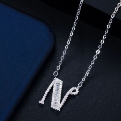 Fém szín: N - CWWZircons Elegáns Fényes Cubic cirkónia Crystal 26 Kezdőnév Betűs Medál Nyaklánc Női Barkácsolás
