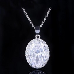 Fém színe: fehér - CWWZircons Gyönyörű nagy, kerek cirkónia kristály medál nyaklánc női divatmárka ezüst színű CZ