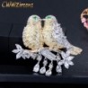 Fém színe: bross - CWWZircons elegáns cirkónia arany és ezüst színű Lucky Cute Bird drót bross tű női ékszer