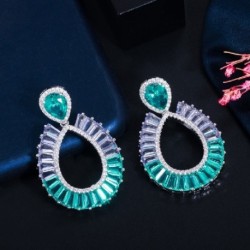 Fém színe: lila kék - CWWZircons brazil lila kék bagett Cubic cirkónia hosszú lelógó kerek fülbevaló nőknek nyári