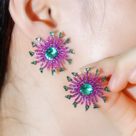 Fém színe: csillogó vörös - CWWZircons luxus tűzijáték virág teljes Mirco burkolt rózsa piros cirkon kristály nagy