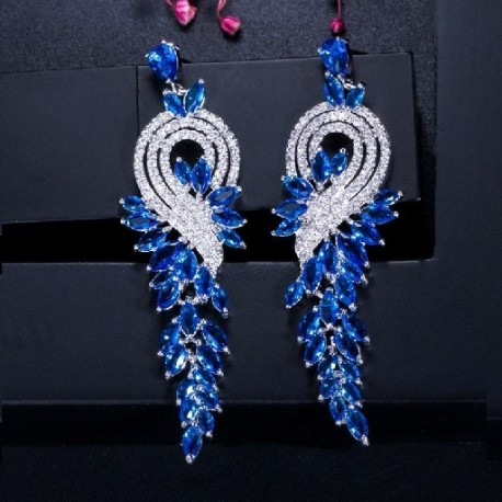 Fém Szín: kék - CWWZircons márka kiváló minőségű fehérarany színű osztrák CZ kristály menyasszonyi hosszú piros