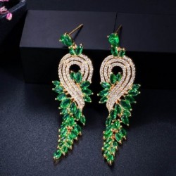 Fém színe: aranyozott zöld - CWWZircons márka kiváló minőségű fehérarany színű osztrák CZ kristály menyasszonyi