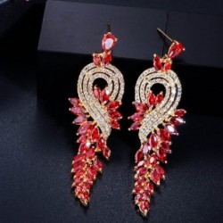 Fém színe: aranyozott vörös - CWWZircons márka kiváló minőségű fehérarany színű osztrák CZ kristály menyasszonyi