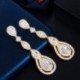 Fém szín: rózsaszín arany színű - CWWZircons Rose Gold színű luxus, hosszú lelógó kerek vízcsepp Elegáns CZ