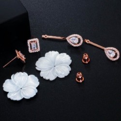 Fém szín: rózsa arany - CWWZircons Natural Designer Kagylóvirág Kocka cirkónia kő nagy, hosszú 585 rózsa aranyozott