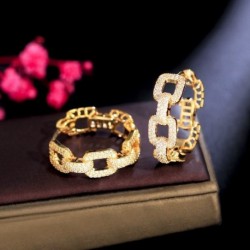 Fém szín: arany színű fehér - CWWZircons új divatos színes Micro Pave CZ Stones aranyozott geometriai kubai láncszem